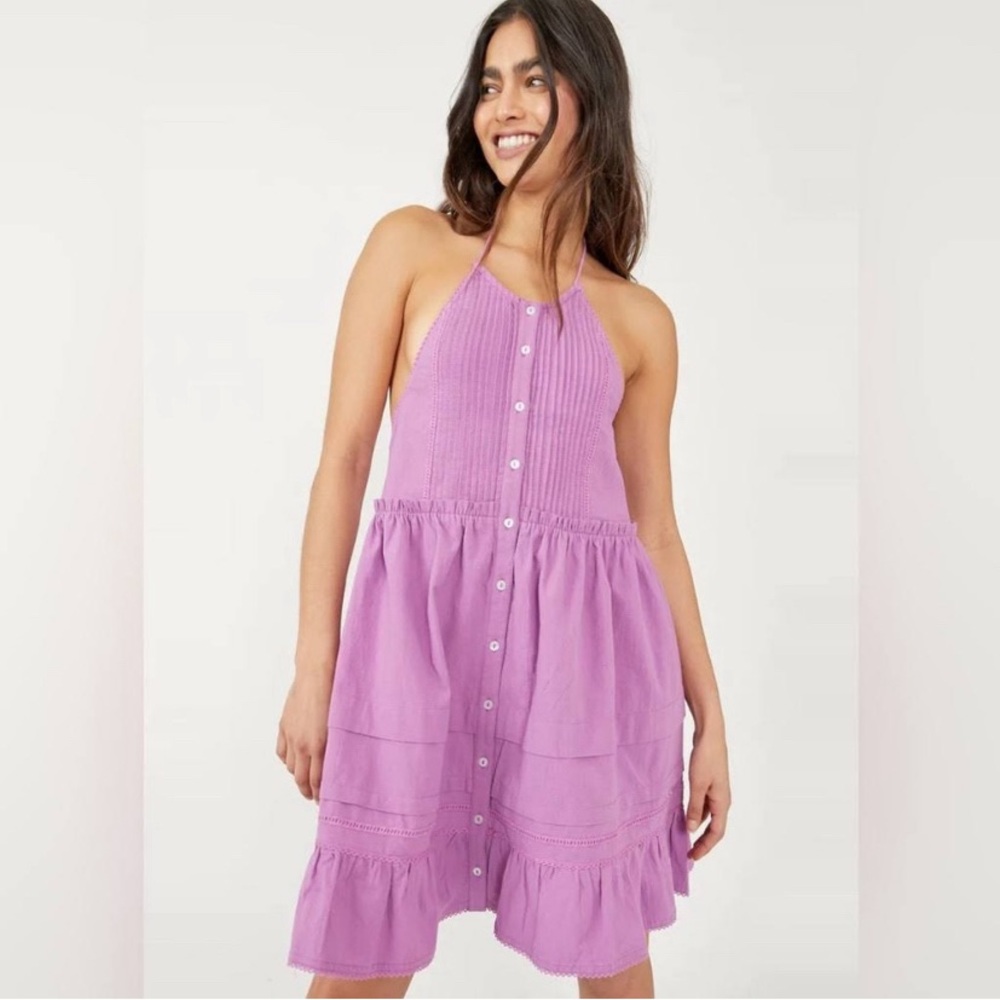 NWT Free People Desert Days Sleeveless Button Front Dress, L Boho Cottagecore